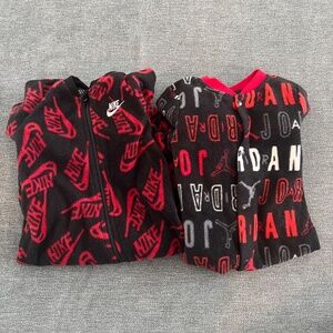 Bundle of Nike/Jordan baby boy fleece footed pajama sleepers - 6 month